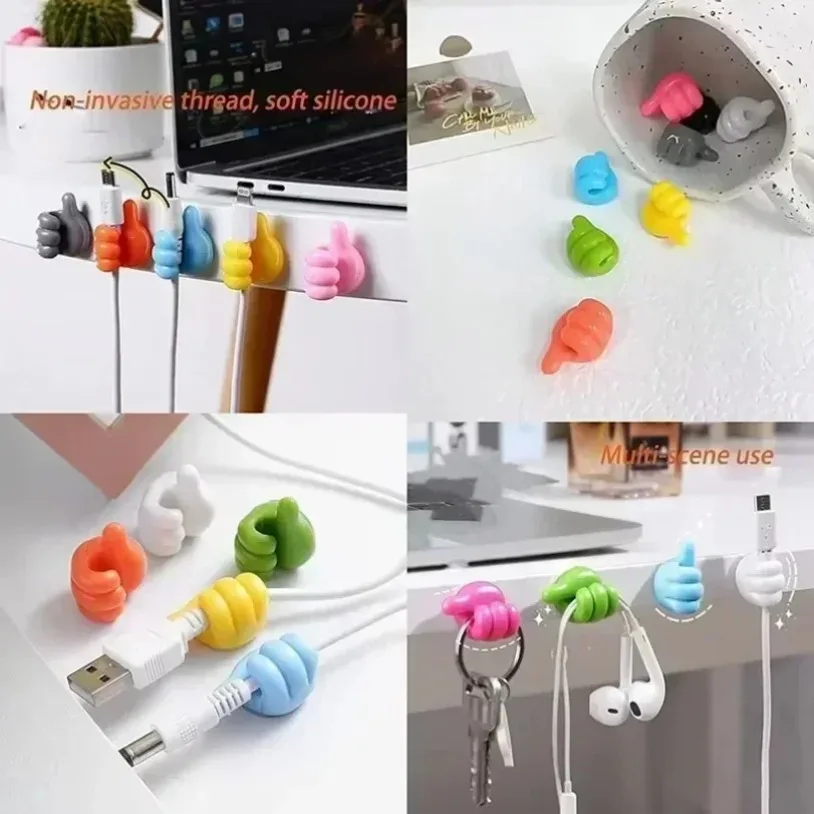 Organizador de cables de datos para teléfono, colgador de llaves de pila de pulgar autoadhesivo de colores mezclados, gancho de almacenamiento funcional multifuncional para pared, clasificación de cables, 10 Uds. - imagen 5
