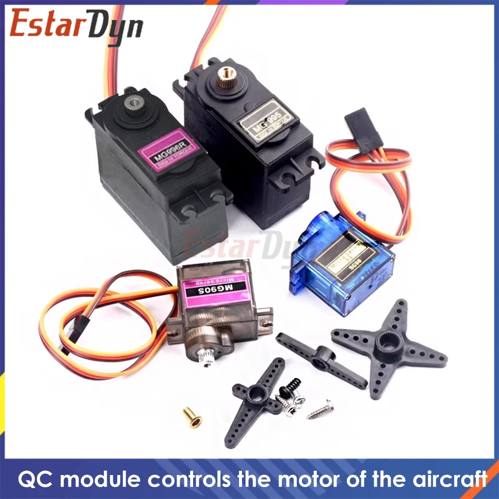 Servo de engranaje de Metal MG995 MG996R, 13KG de torsión SG90 9g, servomotor para helicóptero RC, avión, coche, Robot, modelo, piezas de aviones