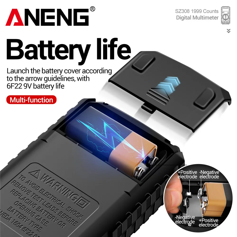 ANENG SZ308 1999 multímetro Digital de recuento AC/DC herramientas de prueba de multímetro de resistencia de corriente de voltaje multifunción de alta precisión - imagen 5