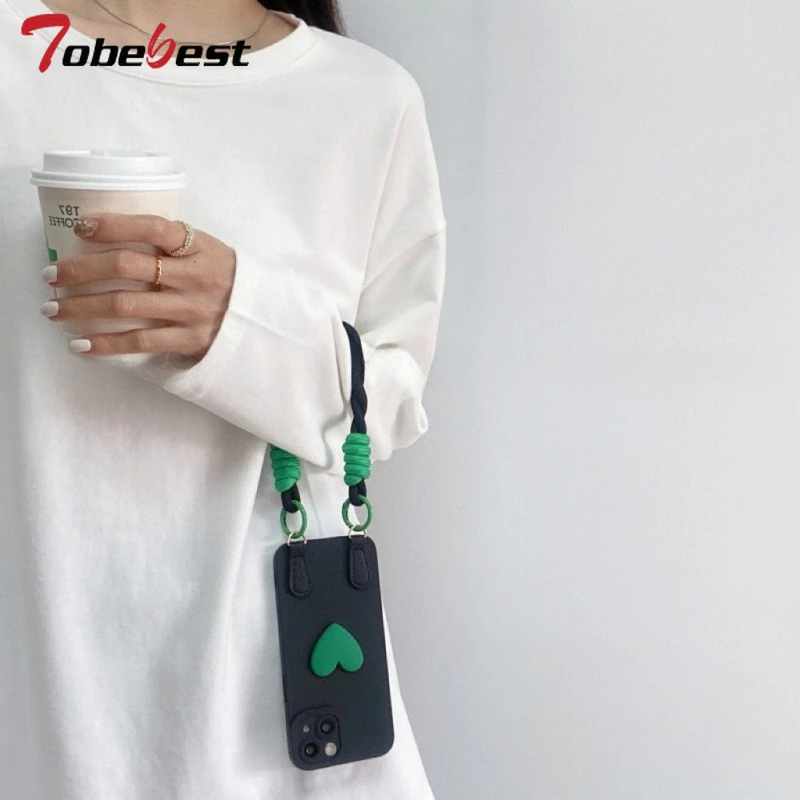 Funda de silicona con correa para muñeca y cordón de mano para iPhone 17 Air 16 16e 15 14 Plus 13 12 11 Pro XS Max XR X 8 7 Plus, funda trasera suave - imagen 4