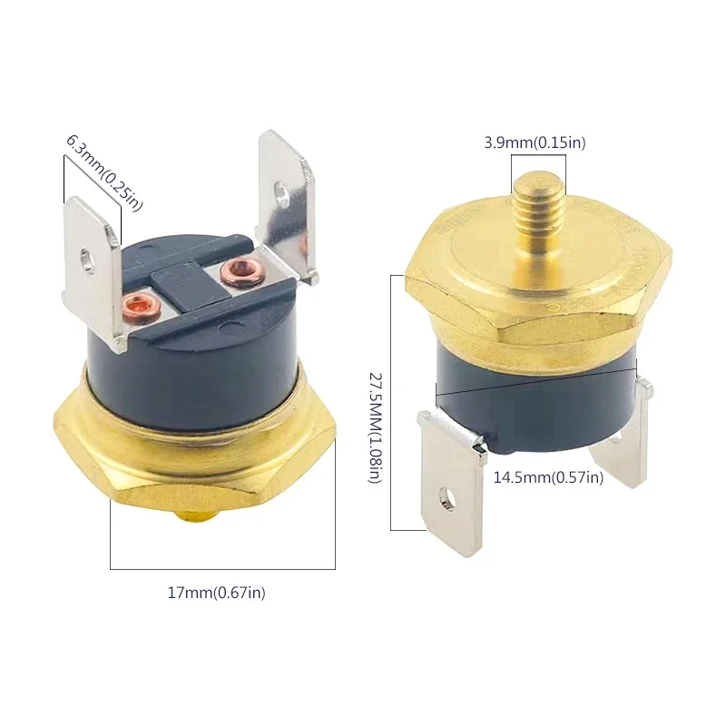 Termostato de tornillo de cobre KSD301 M4 bimetálico 40C-150C grados 10A 250V normalmente cerrado 45C 65C 75C 85C 90C 100C 120C 150C grados - imagen 4