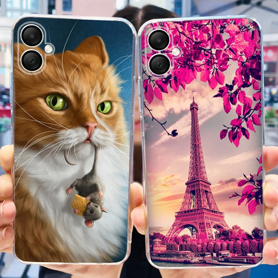 Para Samsung Galaxy A06 funda SM-A065F lindo gato mariposa pintado funda de silicona suave funda de teléfono para Samsung A06 A 06 A065F Fundas - imagen 2