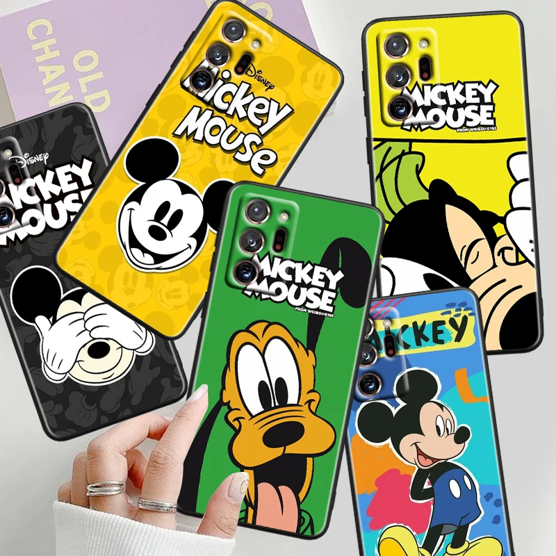 Disney-Funda negra de Mickey Mouse para Samsung Note 20, 10, Ultra Plus, A31, A14, A12, A70, A34, A25, A04, A05, A15, A24, 5G