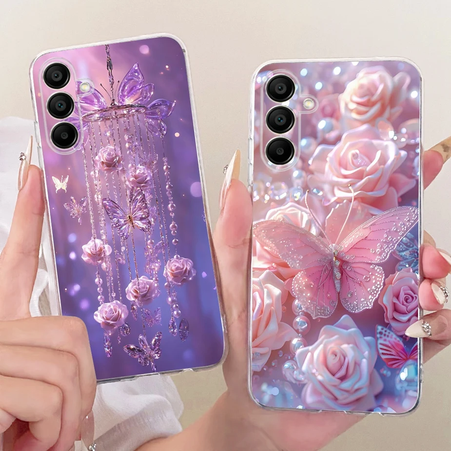 Para Samsung Galaxy A55 funda A15 A25 A35 funda de teléfono pintada con flores coloridas para Samsung A15 A 55 Galaxy A25 A35 funda suave - imagen 4