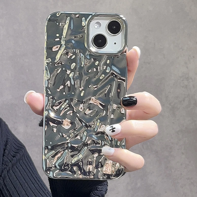 Funda trasera suave de papel de estaño con pliegue dorado chapado de lujo para iPhone 17 Air 16 15 14 13 12 11 Pro Max XS XR X 15 Plus - imagen 4