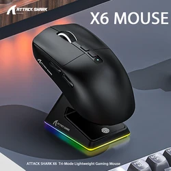 Ratón Gaming Attack Shark X6 Bluetooth – Base Carga Magnética RGB