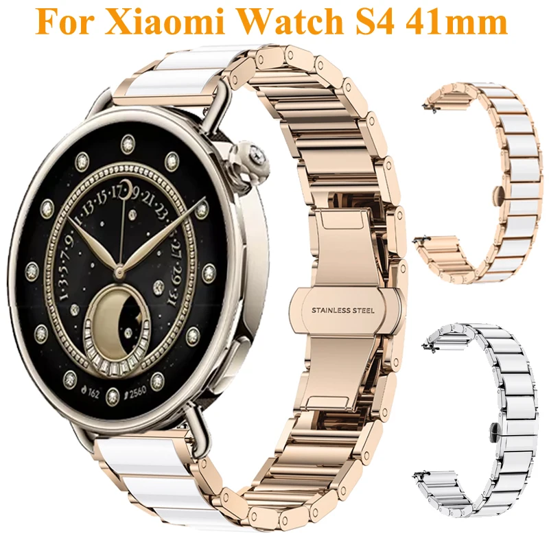 Para Xiaomi Watch S4 41mm pulsera de cerámica correa de 18mm correa de reloj delgada para mujer para Garmin Venu 4 41mm/Venu 2S 3S/Huawei GT6 5 4 41mm