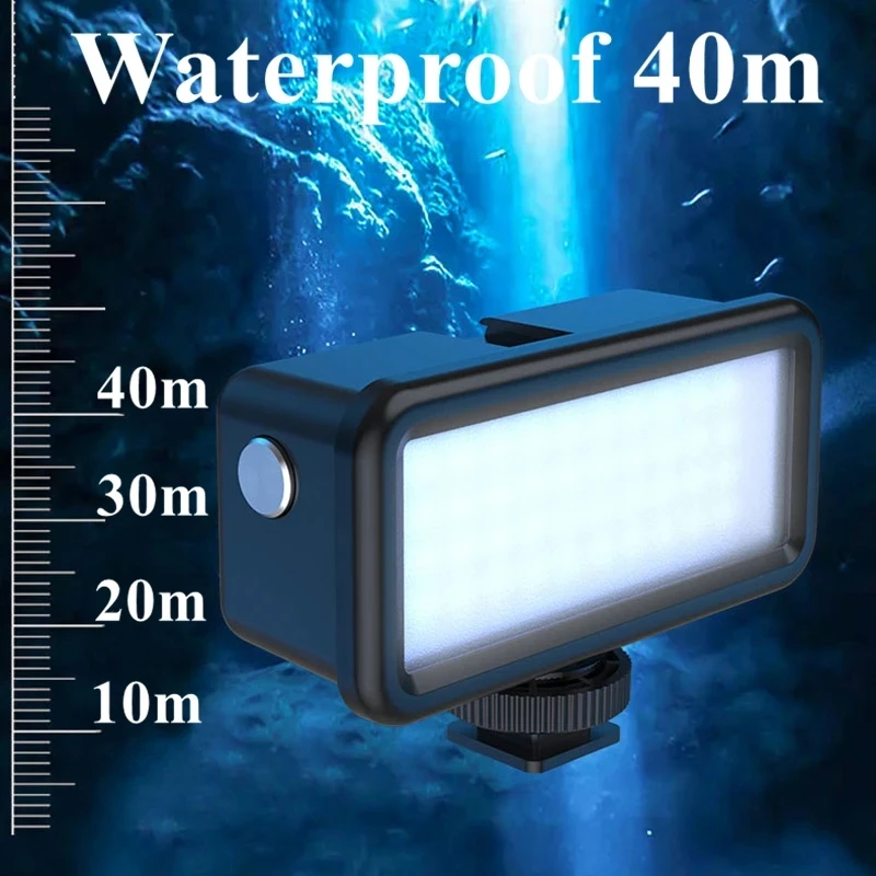 Para Gopro Hero 12 11 10 9 40M impermeable bajo el agua Led Video buceo luz de relleno lámpara Dji Action 3 accesorios de Cámara de Acción SLR - imagen 4