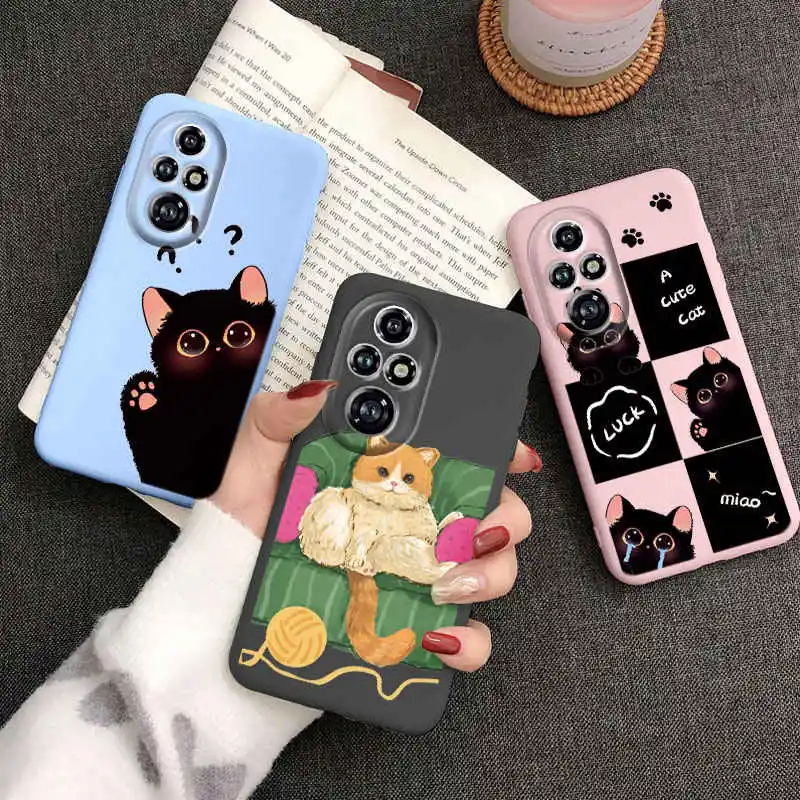 Funda de dibujos animados para Huawei NOVA 9 Honor 50 70 X7 X7A X7B 90 Lite 90 Smart X5 Plus 200 Pro 200 Lite funda de gato bonita carcasa trasera suave - imagen 2