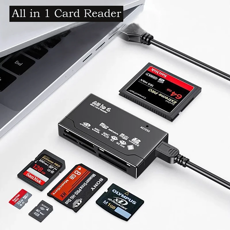 Lector de tarjetas USB 6 en 1, Micro SD extremo MMC Mini XD M2 MS DUO TF, visor de tarjeta de memoria, ordenador, tableta, portátil, adaptador de transferencia de datos