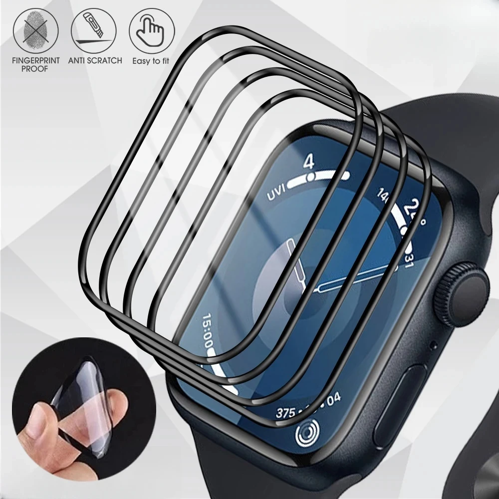 Película protectora de pantalla para reloj inteligente, película de PMMA 3D 2 piezas para Apple Watch 9, 41mm, 45mm, iWatch Serie 9, S9, Ultra2, 49MM (sin cristal)