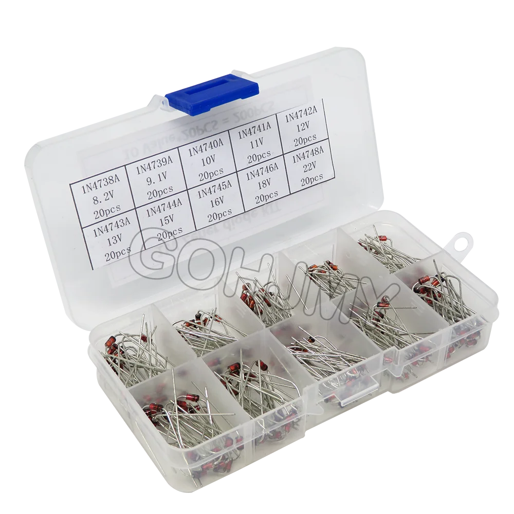Kit de diodos Zener de 10 valores x 20 piezas, conjunto electrónico de bricolaje, 8,2 V, 9,1 V, 10V, 11V, 12V, 13V, 15V, 16V, 18V, 22V - imagen 2