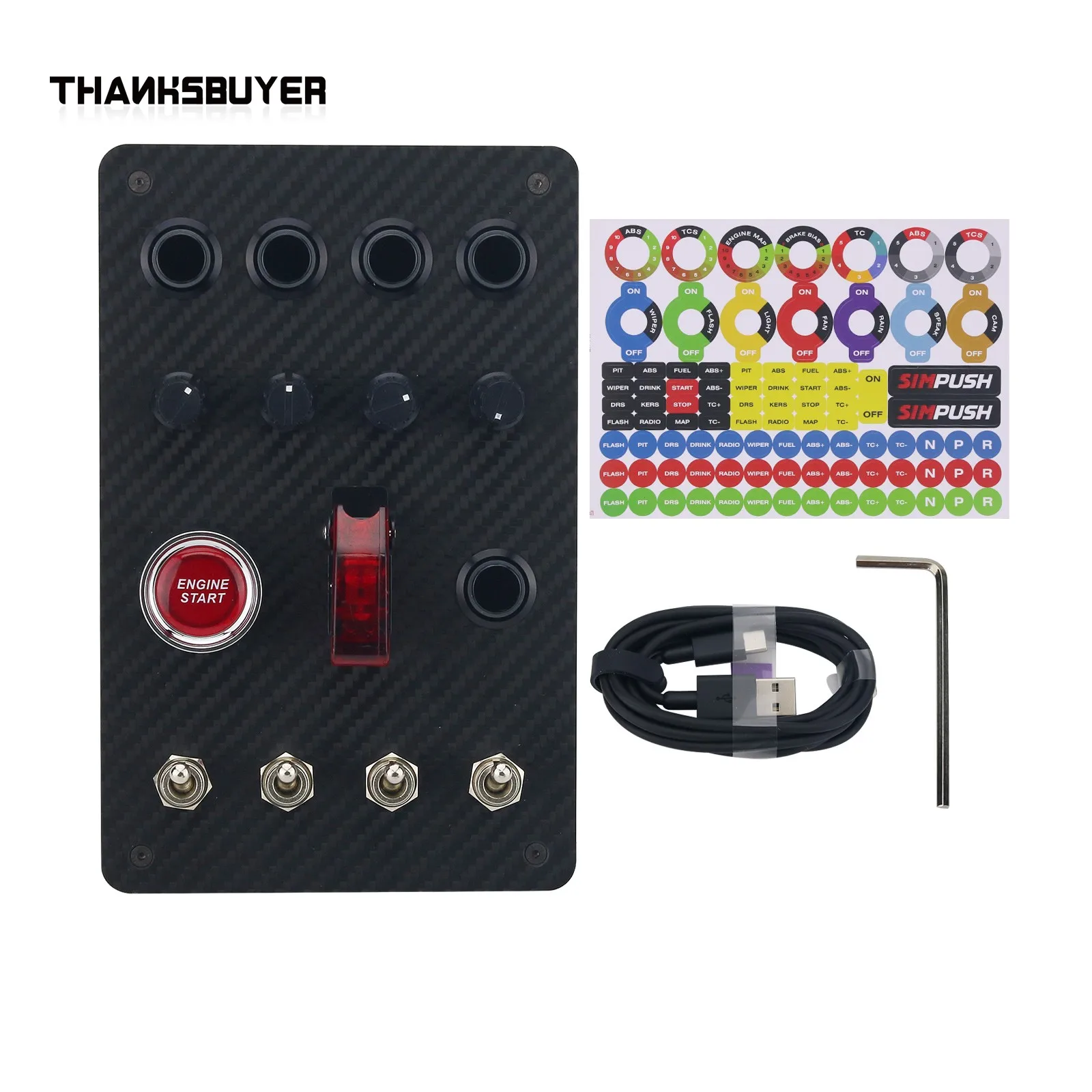 Caja de botones SIMPUSH de aleación de aluminio, caja de botones SIM de carreras para SIMAGIC FANATEC THRUSTMASTER SIMUCUBE