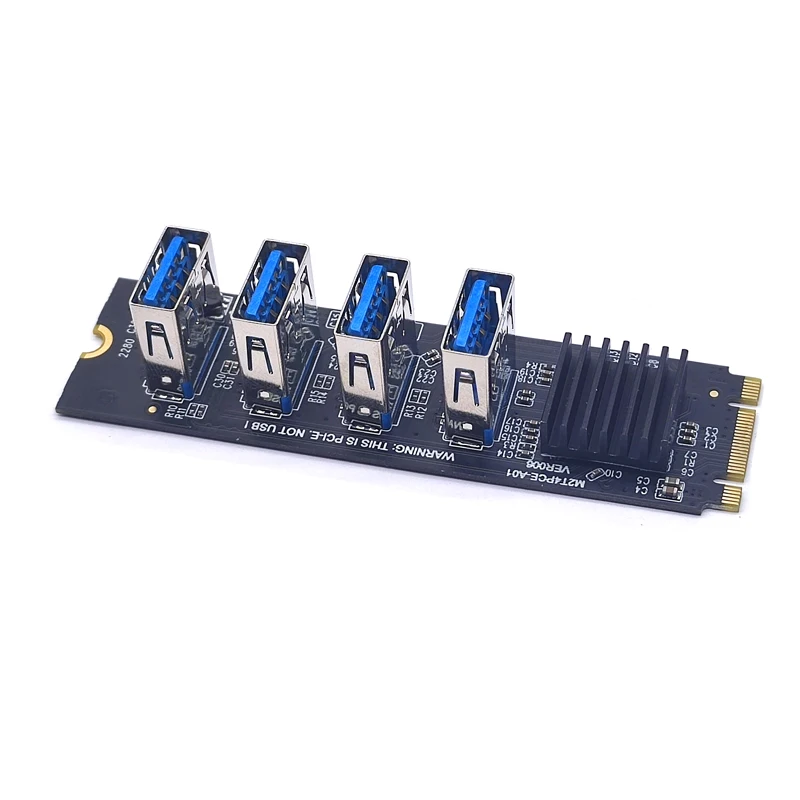Tarjeta elevadora M.2 M2 NGFF NVME a PCIE PCI Express X16 1 a 4 USB 3,0, adaptador de concentrador multiplicador de ranura para minería de Bitcoin Antminer - imagen 2
