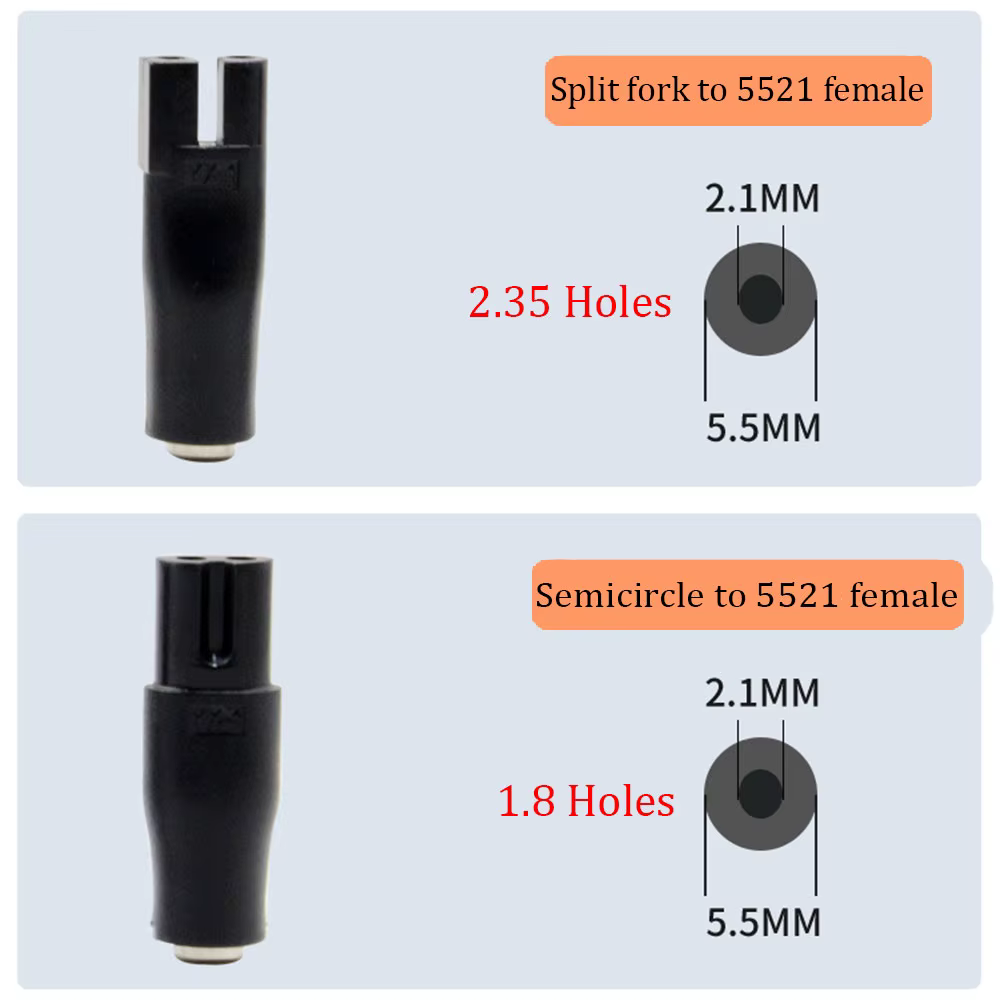 Fuente de alimentación de ocho caracteres, adaptador de dos orificios 5521 hembra para ventilador purificador, afeitadora de Audio, lámpara de mesa, cable de carga de 5,5x2,1 MM, 1 piezas - imagen 5