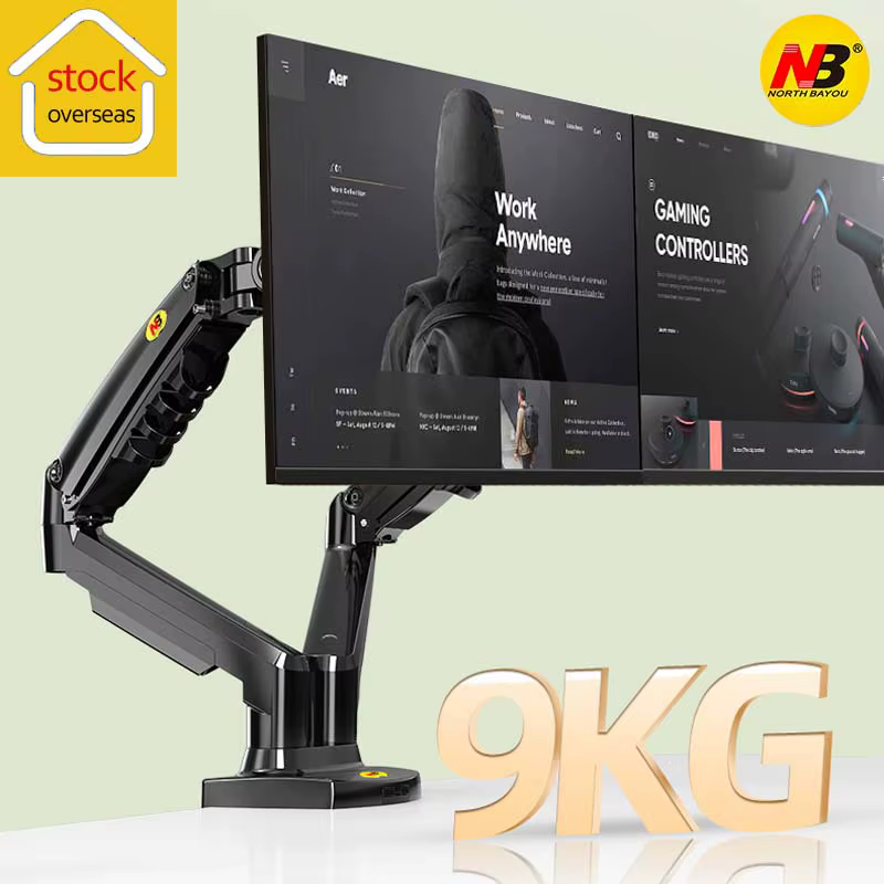 NB F160 Soporte Monitor Dual 17-27" Resorte Gas 360° USB 3.0 - imagen 3