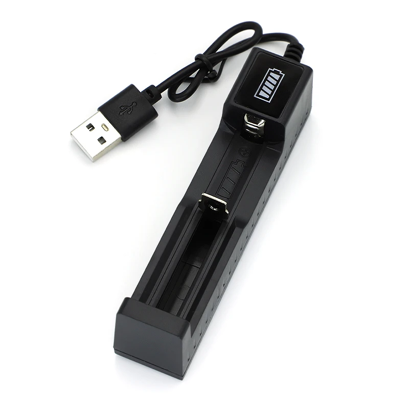 18650 Cargador de batería de 1 ranura USB Universal inteligente carga rápida cargador de batería de litio recargable para 14500 16650 14650 18500 - imagen 5