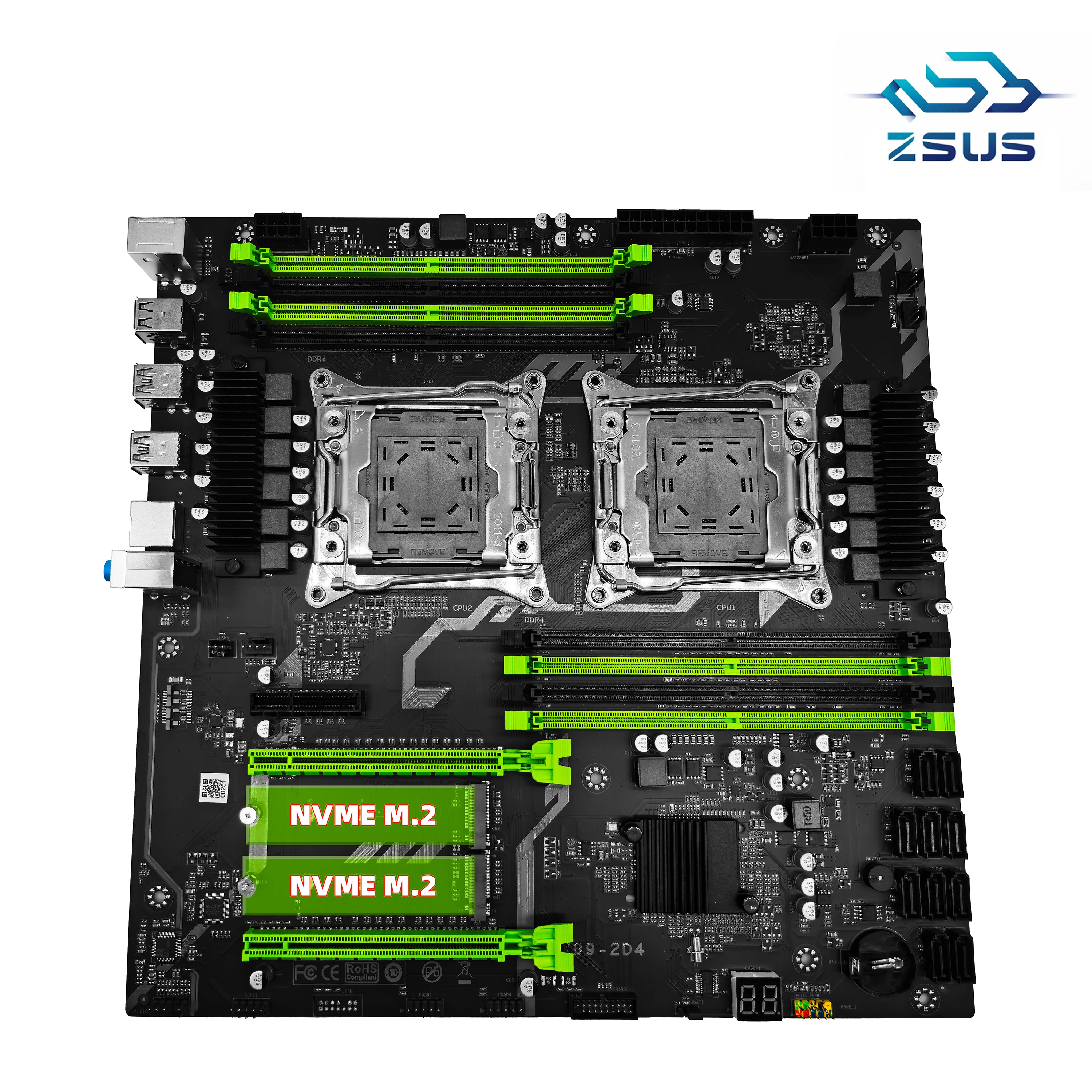 ZSUS X99 placa base Dual C612 Chip CPU M.2 LGA 2011 V3 E-ATX USB3.0 SATA3 8 DIMM DDR4 compatible con ranura para procesador Xeon 2011-3 - imagen 3