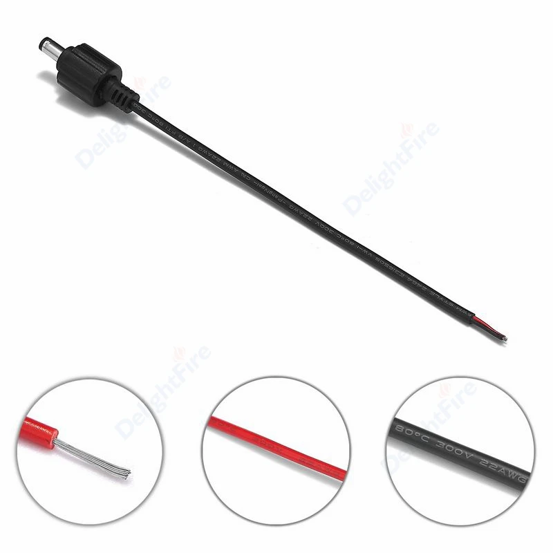 Cable de alimentación en espiral CC resistente al agua, 22AWG, 5,5, conector Jack de 2,1mm, Cable de extensión en espiral para lámpara exterior, barra LED de luz de escenario - imagen 3