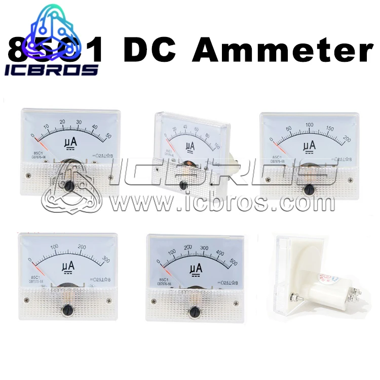 Amperímetro DC tipo puntero 85C1, 50uA, 100uA, 200uA, 300uA, 500uA
