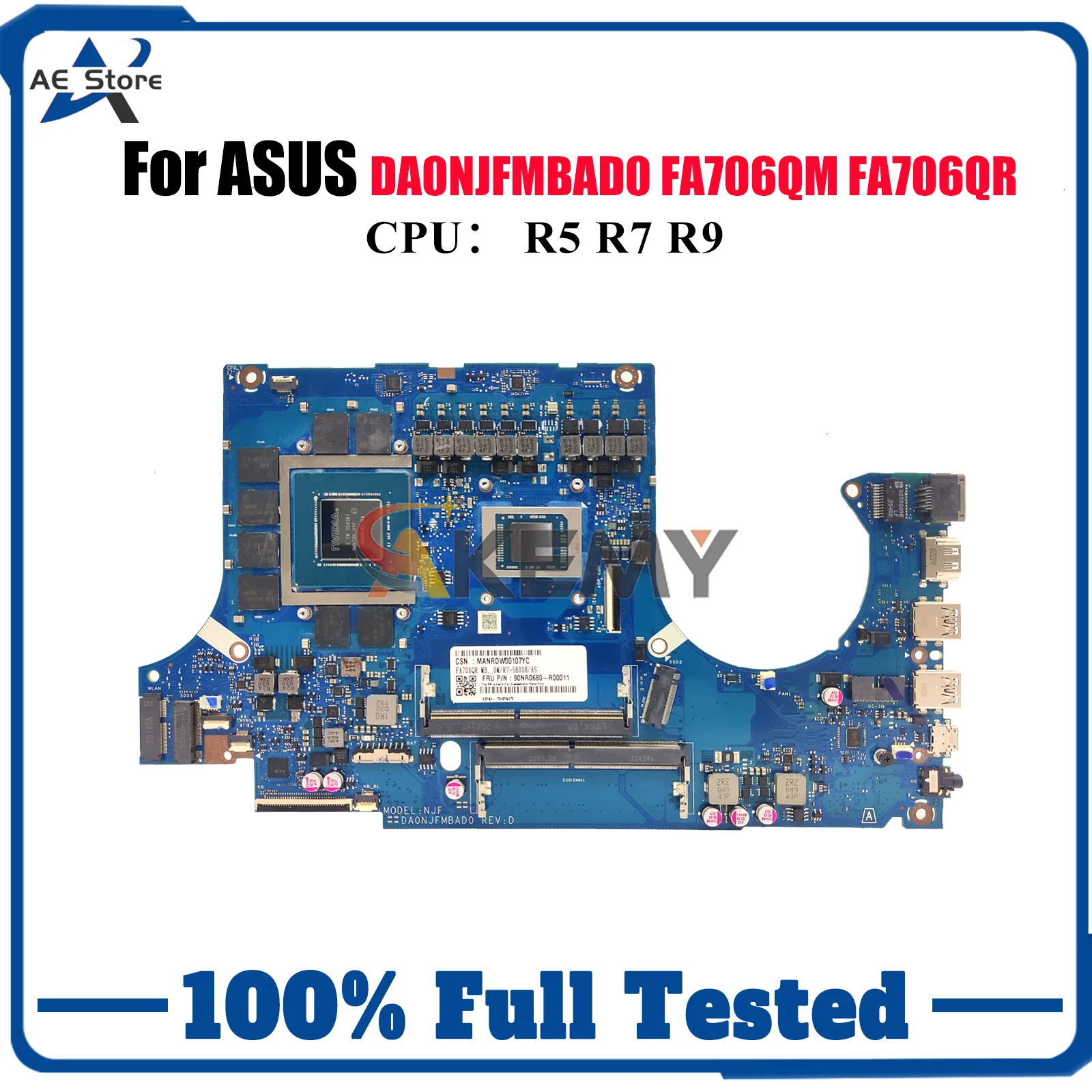 Placa base para ordenador portátil DA0NJFMBAD0 para ASUS TUF Gaming FA506Q FA706QR FA706QM placa base para portátil con CPU R5 R7 R9 100% pruebas OK stk