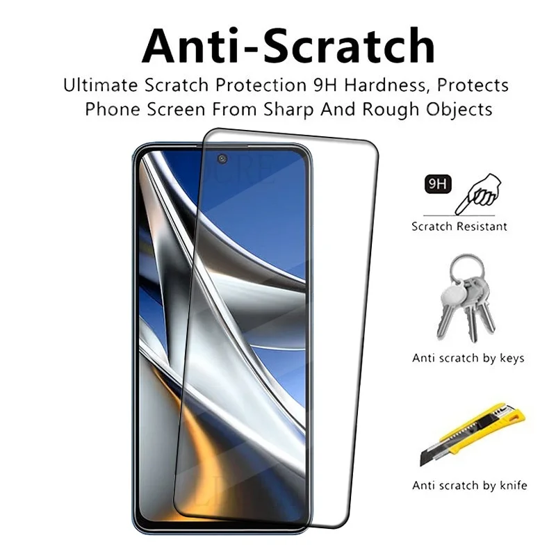 Protector de pantalla de vidrio templado para Poco X4 Pro, pegamento de cubierta completa, 9H, HD, 5G, 4 unidades - imagen 4