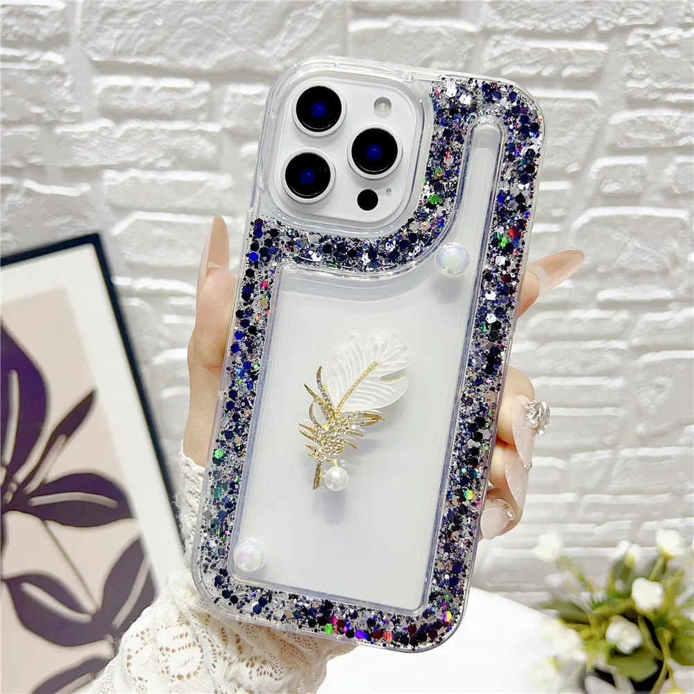 Funda de teléfono con purpurina y perlas 3D para Xiaomi Redmi Note 14 13 Pro Plus 12 11 10 11S 10S 4G 5G, funda de silicona transparente a prueba de golpes - imagen 4