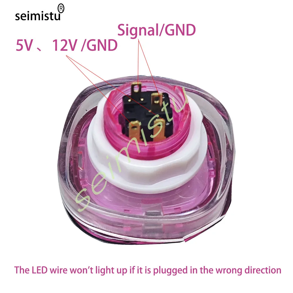 Botón arcade iluminado cuadrado LED de 50MM 35MM 5V/12V para máquinas de juegos recreativos, máquinas para muñecas, piezas de máquinas expendedoras - imagen 2