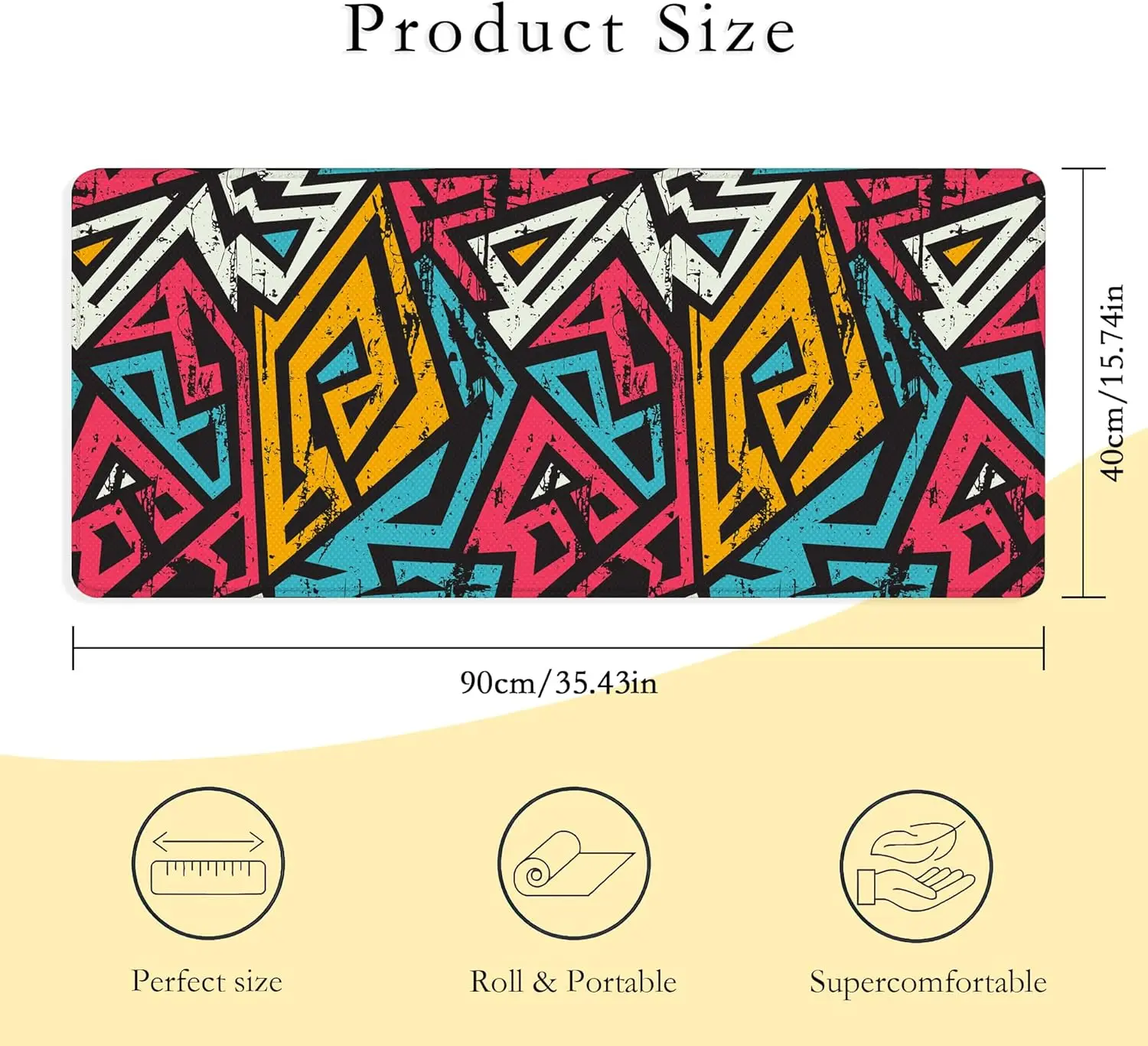 Alfombrilla de ratón grande para juegos con grafiti brillante, alfombrilla de escritorio extendida XXL para oficina, computadora, teclado con Base antideslizante cosida - imagen 2