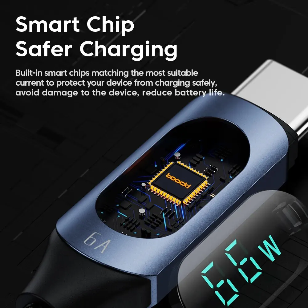 Toocki Cable USB tipo C 66W cargador de carga rápida USB A a USB C Cable de pantalla para iPhone 15 Xiaomi POCO F3 Realme Macbook iPad - imagen 5