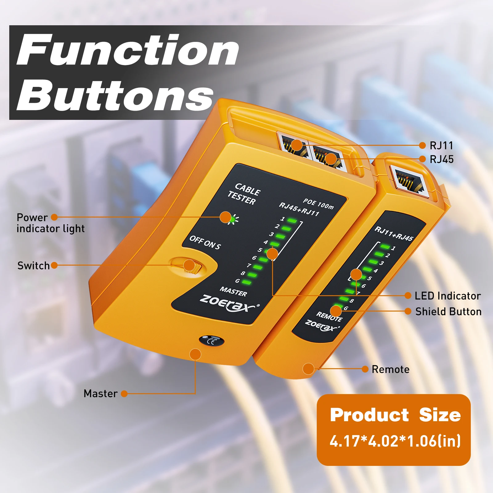 Probador de Cable Ethernet de red ZOERAX para LAN RJ45 Cat5 Cat5e Cat6 Cat6a Cat7 UTP/Cable blindado y RJ11 RJ12 - imagen 3