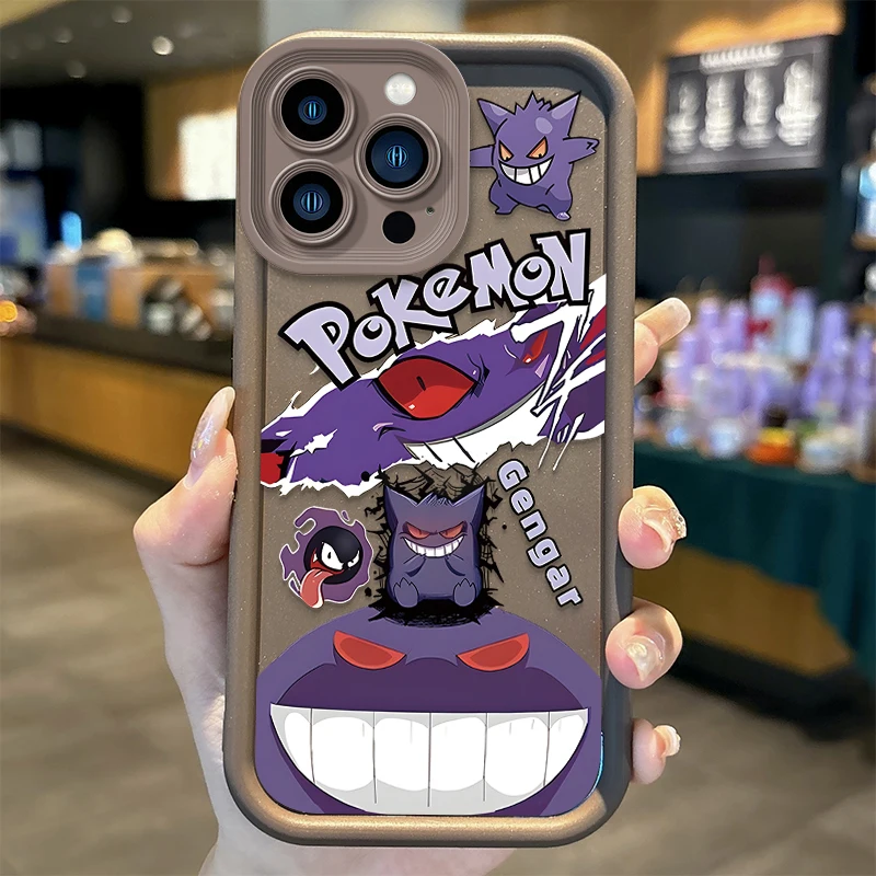 Bonita funda de teléfono de dibujos animados de Pokémon Gengar para iPhone, 16, 15, 14, 13, 12, 11 Pro Max, 16, 15, 14, 8, 7 Plus, X, XS Max, 8, 7, TPU, a prueba de golpes - imagen 4