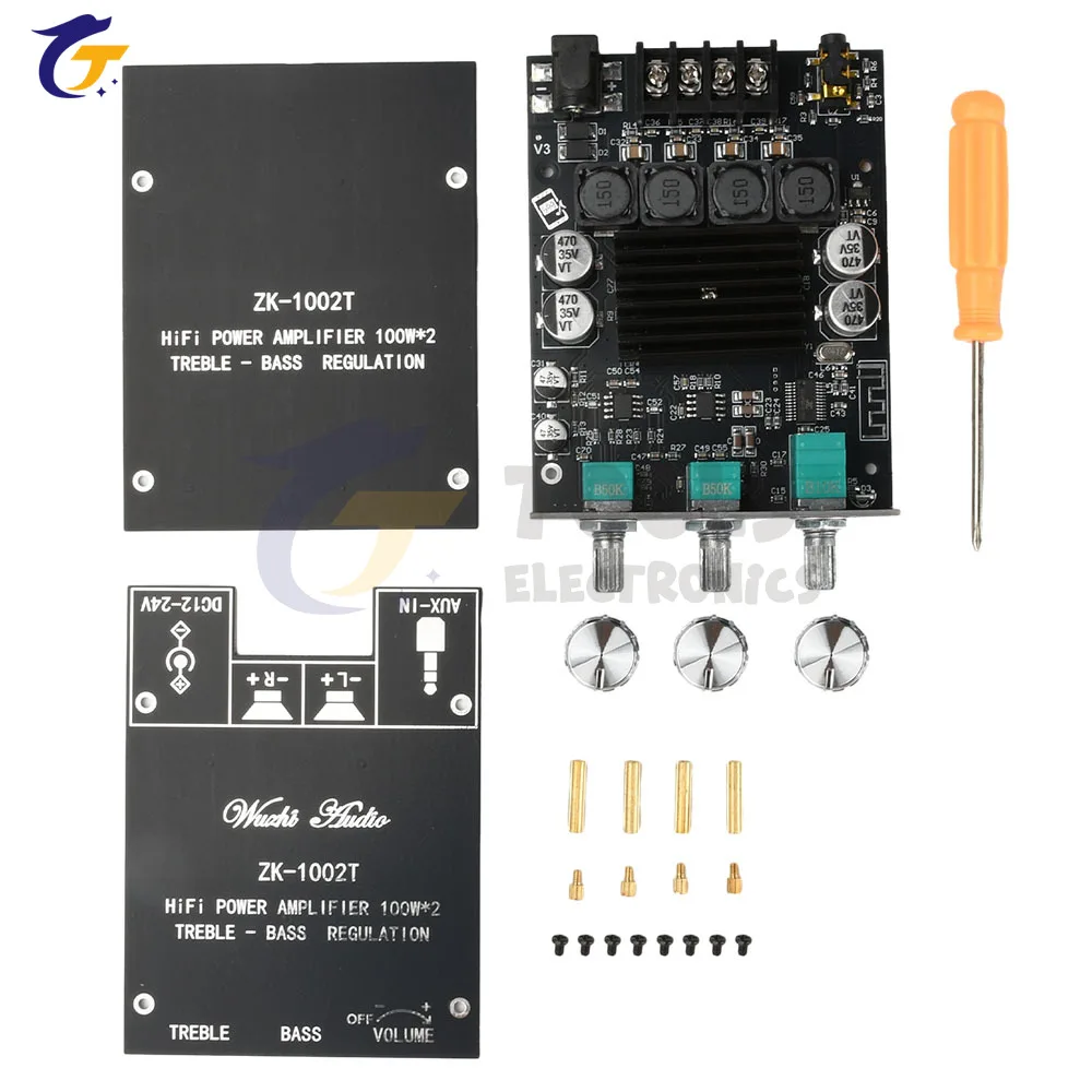 Módulo amplificador de Audio 1002T Bluetooth 5,0, ajuste de frecuencia alta y baja, placa amplificadora estéreo de Audio de doble canal 100WX2 - imagen 4