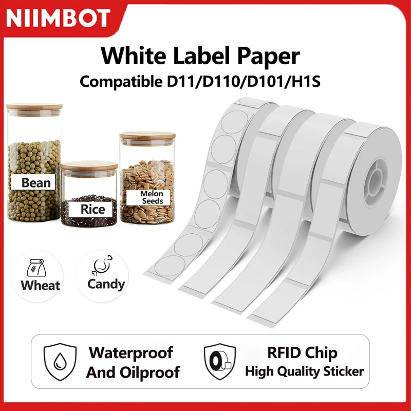 Niimbot D11/D101/D110 Mini impresora portátil cinta blanca papeles adhesivos impermeable Anti-aceite sin pegamento impresora de etiquetas térmicas nuevo - imagen 2