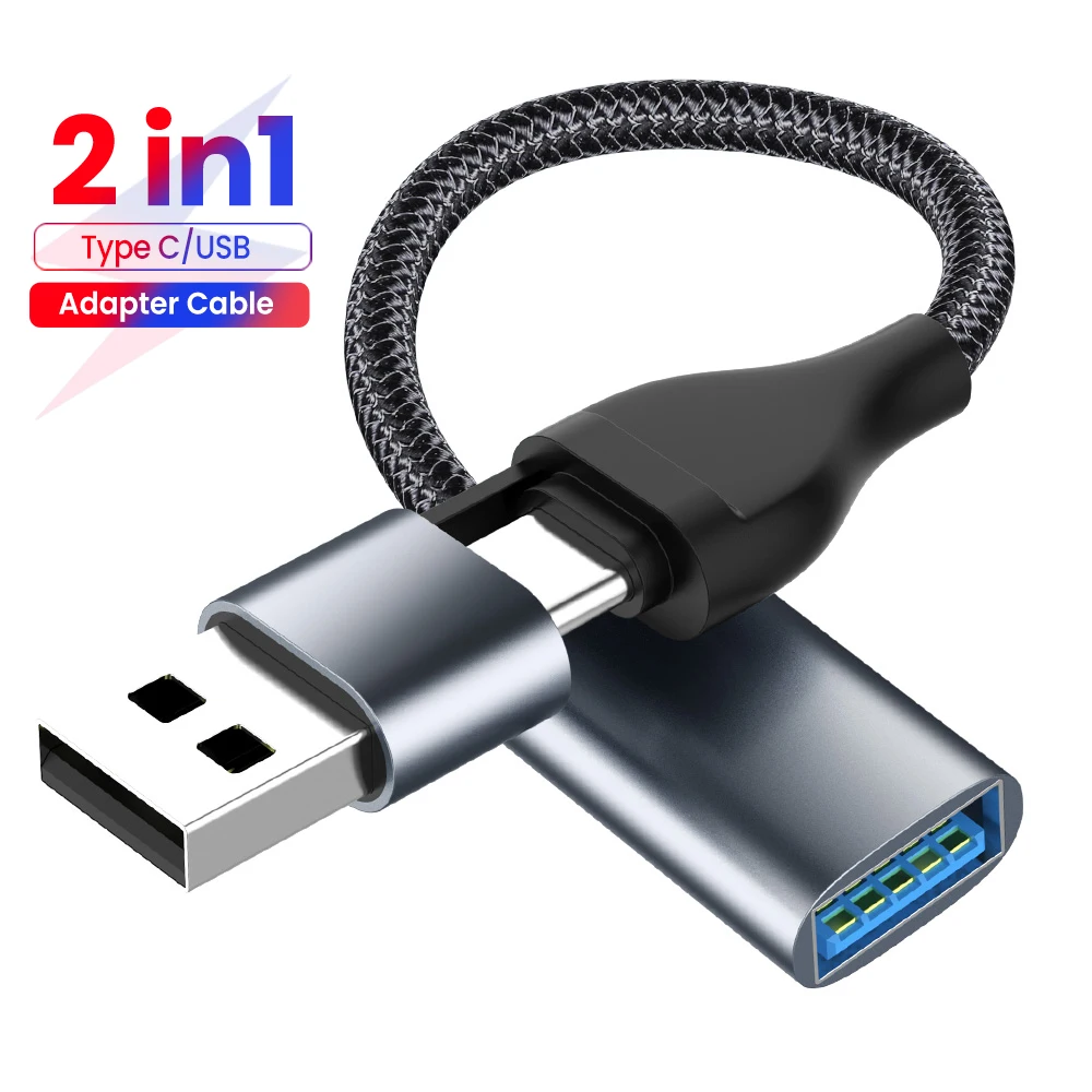 Adaptador de teléfono USB C OTG 2 en 1, Cable macho A hembra 2,0, para Samsung, Xiaomi, teléfono, portátil y tableta
