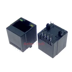 Enchufe de red RJ45 LED 8P8C carátula cristal, cobre 180°