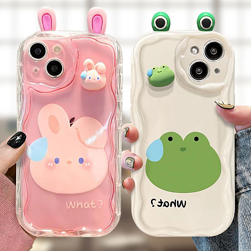Funda 3D oso conejo para Samsung Galaxy A34 A33 A32 A31 A30 A20 A24 4G A23 A22 A21S A20S A14 A13 5G A12 A10S A04E A03 M14