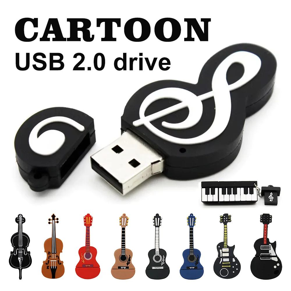 Cartoon Cle Usb Pendrive guitarra Piano acordeón USB Flash Drive 128GB 64GB 32GB 16GB 8GB 4GB USB 2,0 Memoria Stick Pen Drive