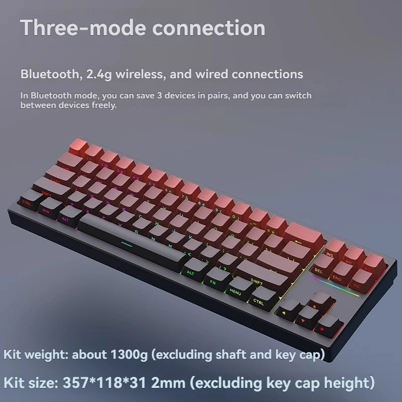 Teclado mecánico HJS AL70 personalizado, trimododo, inalámbrico, de aluminio, intercambio en caliente, RGB, 70 diseños, junta, teclado de oficina para videojuegos e-sports - imagen 5