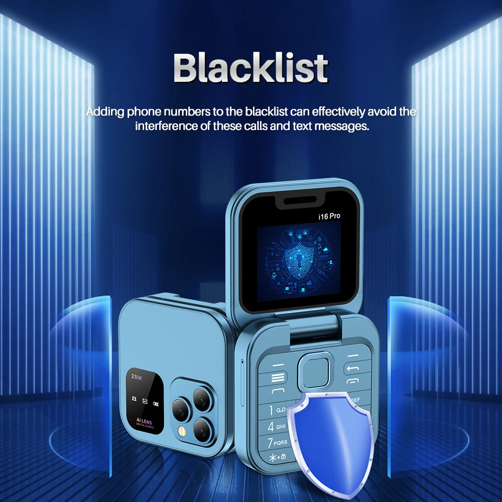 SERVO i16Pro Dual SIM Flip teléfono móvil pequeño registro de llamadas automático velocidad Dial voz mágica 1,77 "Mini teléfonos plegables desbloqueados 2G GSM - imagen 4
