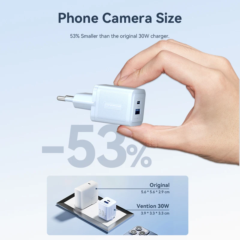 Cargador Vention 30W GaN PD para iPhone 15 14 13 12 11 Xs Max cargador rápido PD3.0 QC3.0 cargador de teléfono tipo C carga de tabletas - imagen 2