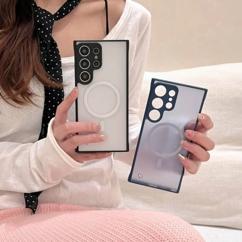 Funda magnética de carga inalámbrica sin marco, translúcida, mate, delgada, para Samsung Galaxy S25 S24 S23 Plus, Ultra dura, a prueba de golpes - imagen 2