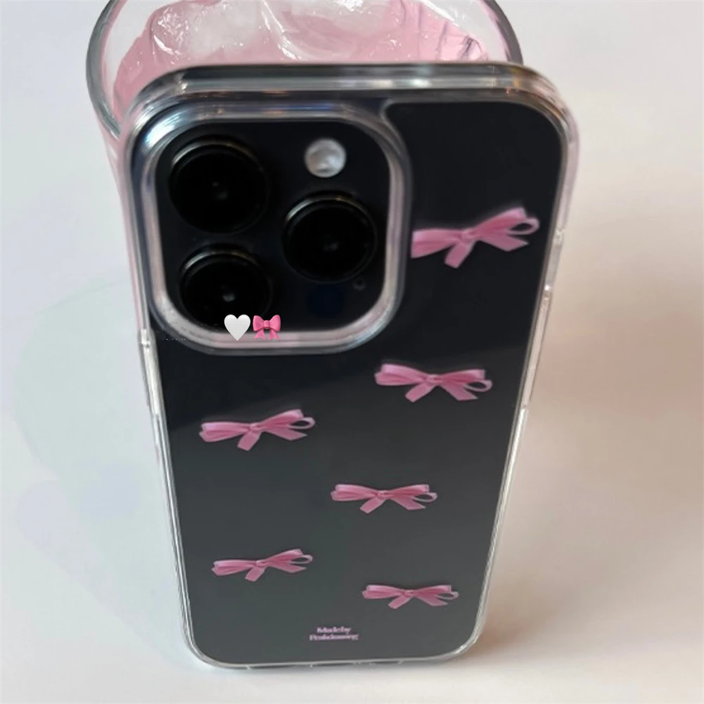 Funda transparente con bonito lazo rosa coreano para Samsung A73 A72 A71 A55 A52 A51 A50 A35 A33 A32 A31 A30 A24 A23 A22 A13 A12 A05 5G - imagen 3