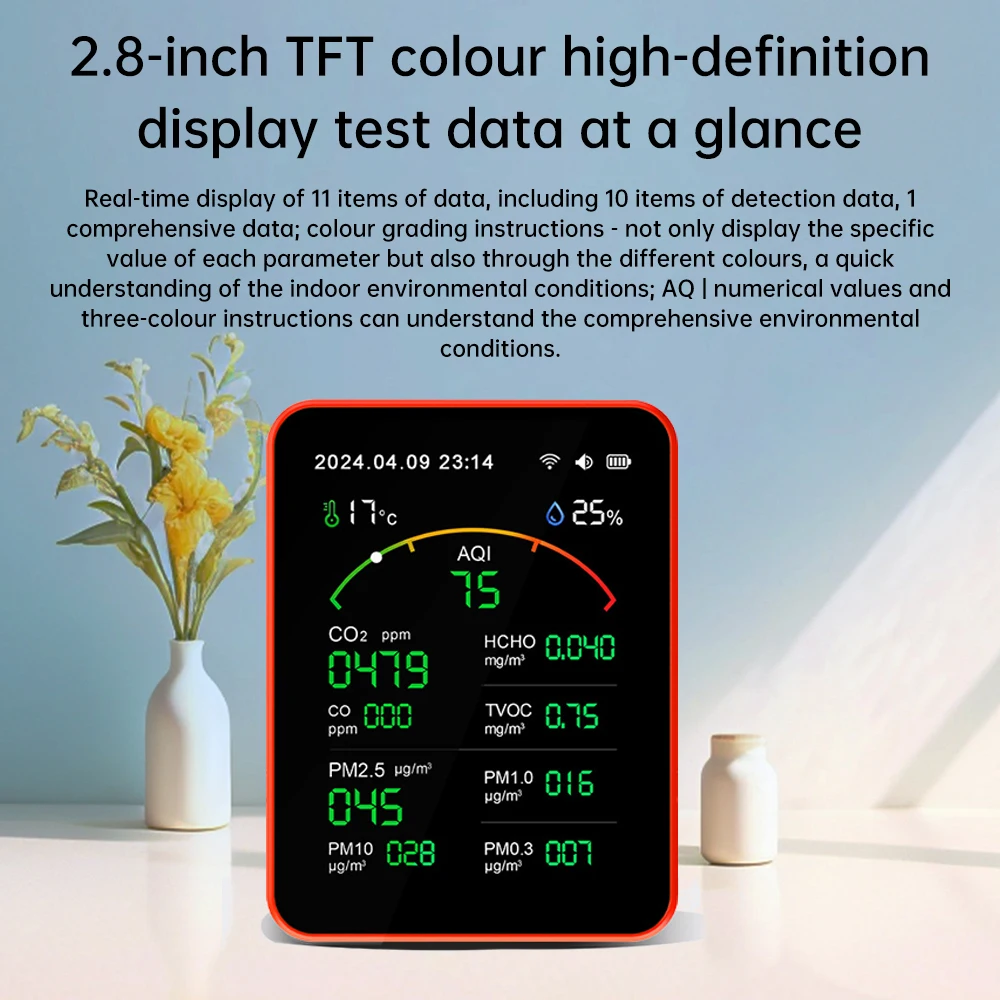 Tuya WiFi 15-en-1 Monitor de calidad del aire Monitor de dióxido de carbono Detector de formaldehído Monitor de temperatura y humedad - imagen 3