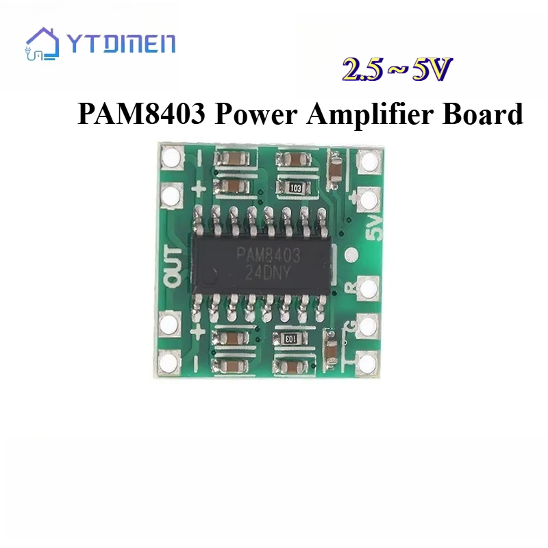 Placa de módulo amplificador Digital ultraminiatura PAM8403, placa amplificadora Digital Clase D de 2x3W, placa de alimentación USB eficiente de 2,5 a 5V
