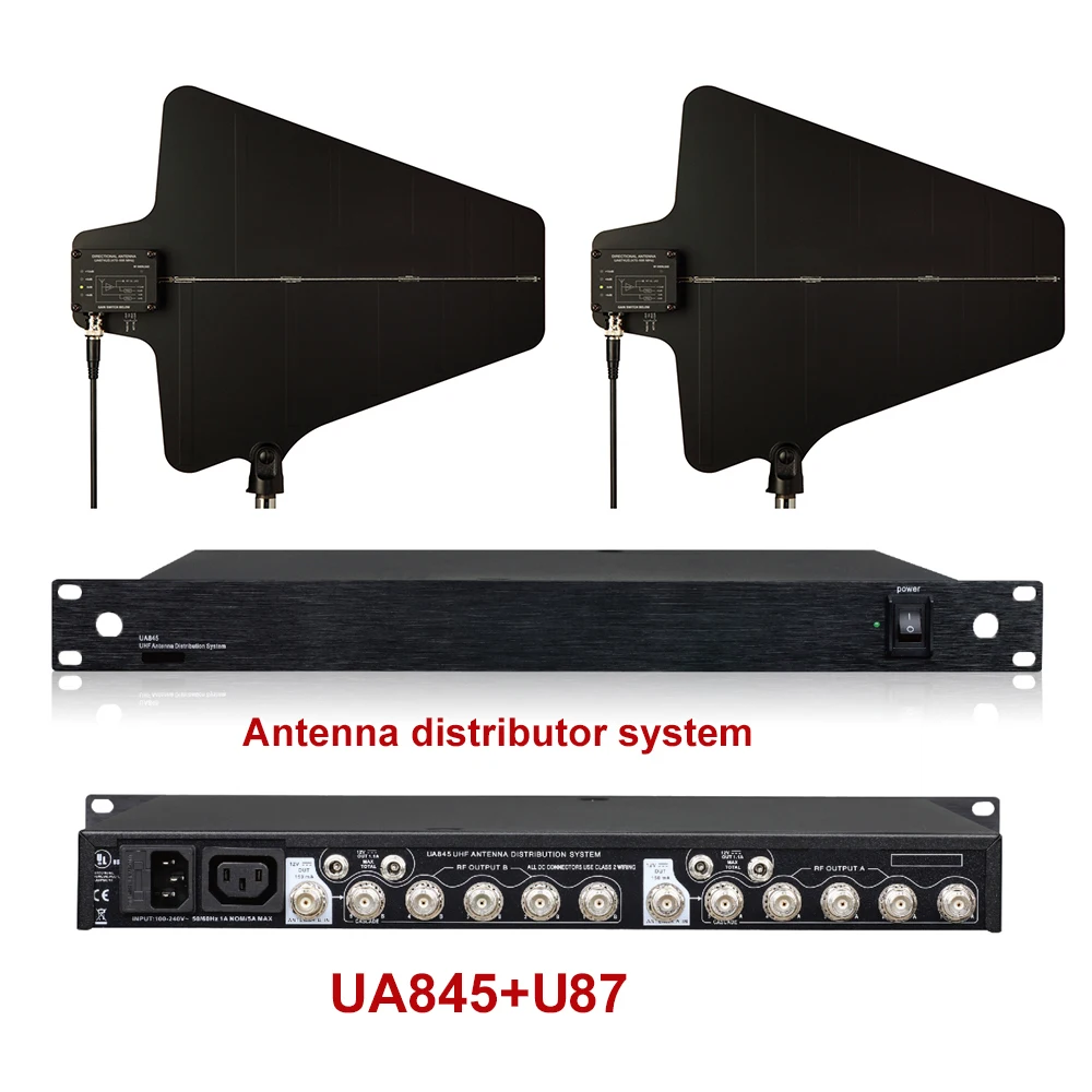 Paulkitson UA845 5 canales amplificador de señal antena sistema de distribución Audio RF distribuidor para micrófono inalámbrico UHF 500-950MHz