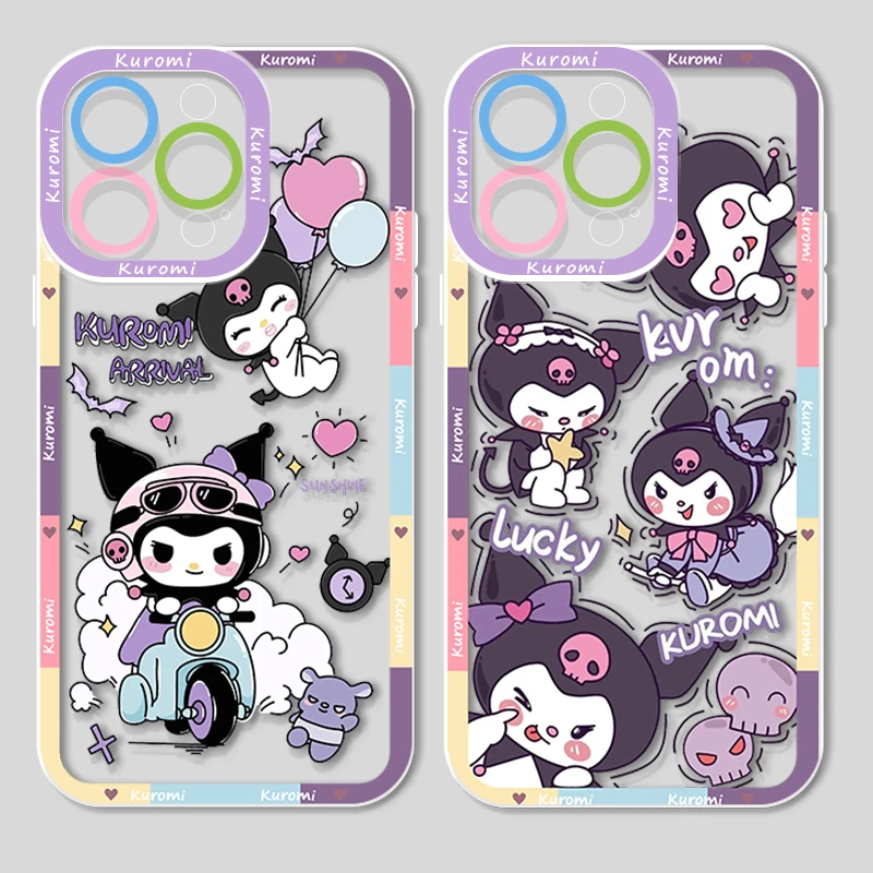 Kuromi-funda de teléfono transparente con Ojos de Ángel para Apple, carcasa bonita de dibujos animados para iPhone 15, 14, 13, 12, 11, XS, XR, X Pro MAX, 8, 7 Plus, SE
