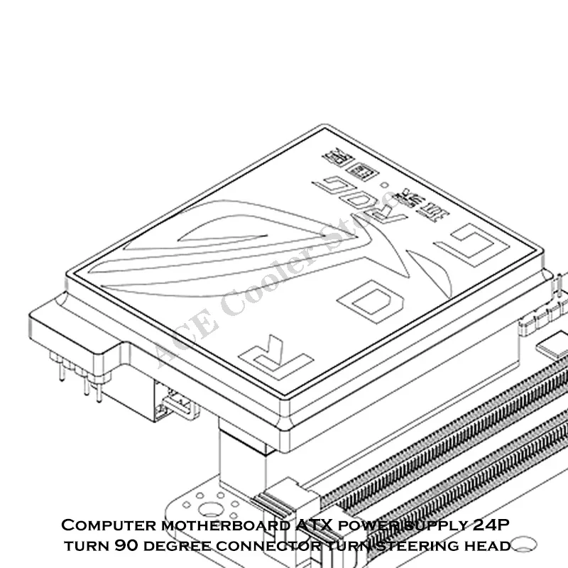 Fuente de alimentación de ordenador 24 pines ATX 90 ° Adaptador en ángulo RGB, pieza MOD de gestión de cables, múltiples logotipos disponibles - imagen 4