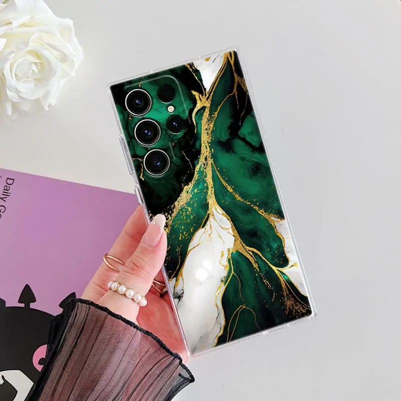 Funda de teléfono con diseño de mármol a la moda para Samsung S24 S23 Ultra 5G S22 S20 S10 Plus S21 FE fundas transparentes Galaxy S24Ultra Fundas - imagen 5