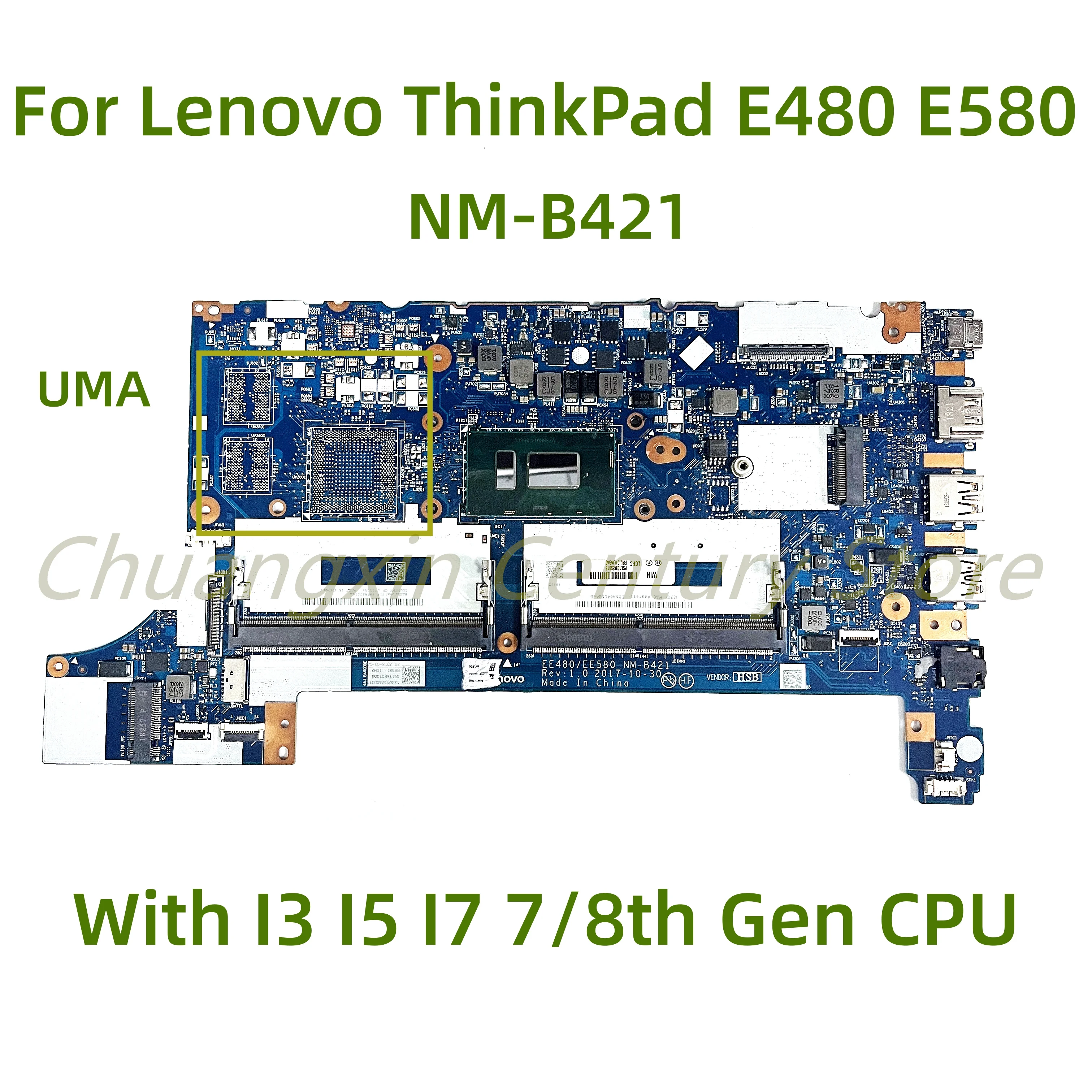Placa base para portátil Lenovo ThinkPad E480 E580, NM-B421 con CPU I3 I5 I7 7/8th Gen, 100% probado, funciona completamente